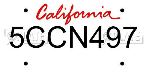 5CCN497 California License Plate