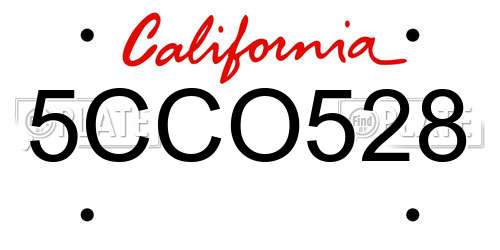 5CCO528 California License Plate