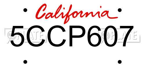 5CCP607 California License Plate