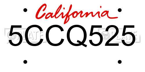 5CCQ525 California License Plate
