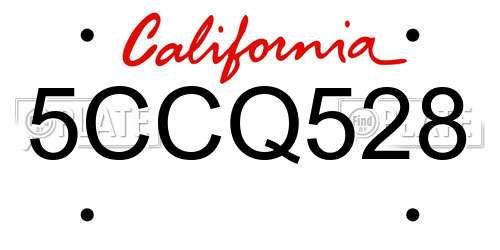 5CCQ528 California License Plate