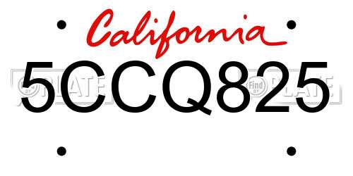 5CCQ825 California License Plate