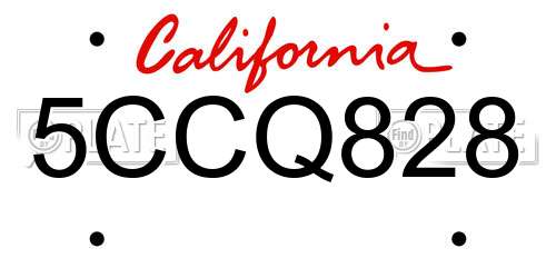 5CCQ828 California License Plate