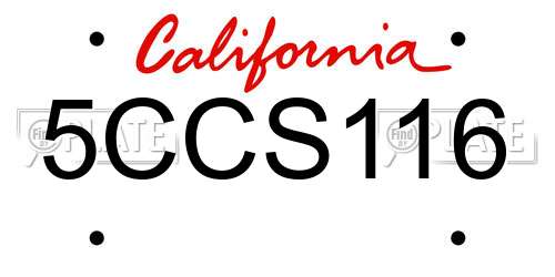 5CCS116 California License Plate