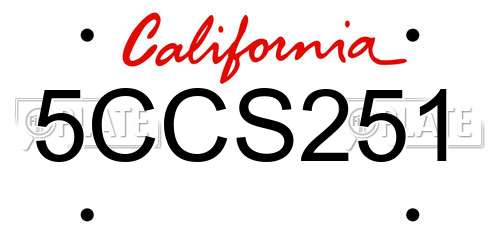 5CCS251 California License Plate