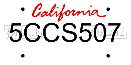 5CCS507 California License Plate