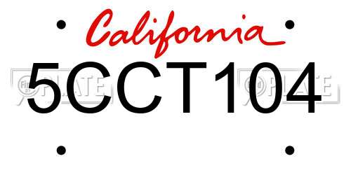 5CCT104 California License Plate