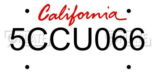 5CCU066 California License Plate