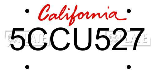 5CCU527 California License Plate