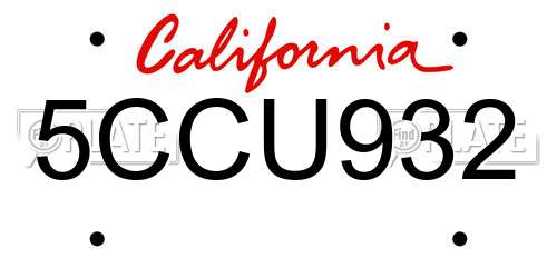 5CCU932 California License Plate
