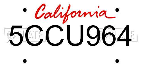 5CCU964 California License Plate
