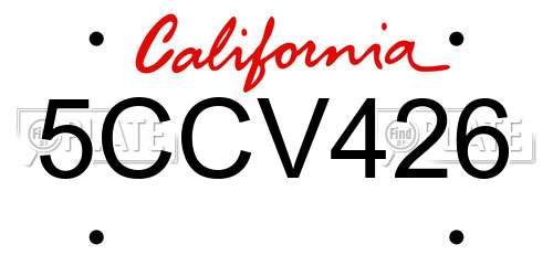 5CCV426 California License Plate