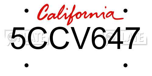 5CCV647 California License Plate