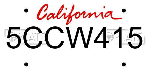 5CCW415 California License Plate