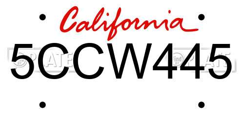 5CCW445 California License Plate