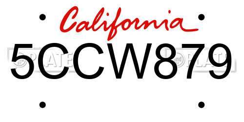 5CCW879 California License Plate