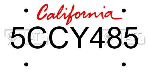 5CCY485 California License Plate
