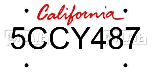 5CCY487 California License Plate