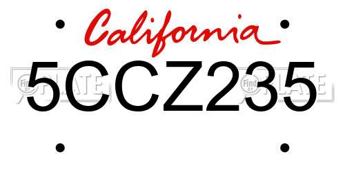 5CCZ235 California License Plate