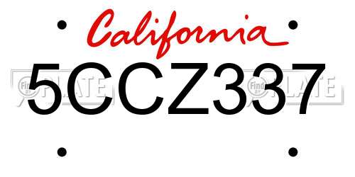 5CCZ337 California License Plate