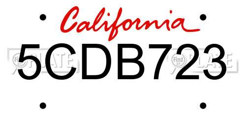 5CDB723 California License Plate
