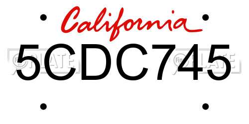 5CDC745 California License Plate
