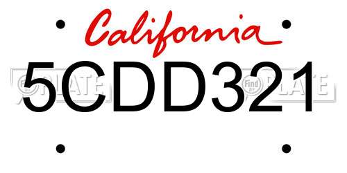 5CDD321 California License Plate