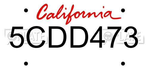 5CDD473 California License Plate
