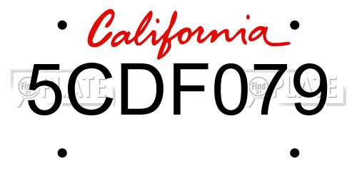 5CDF079 California License Plate