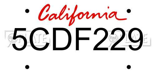 5CDF229 California License Plate