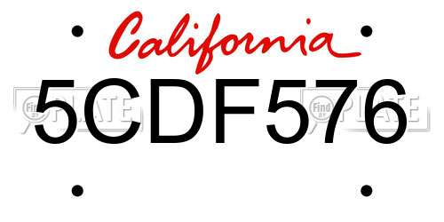 5CDF576 California License Plate