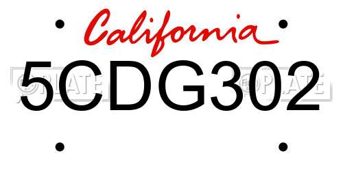 5CDG302 California License Plate
