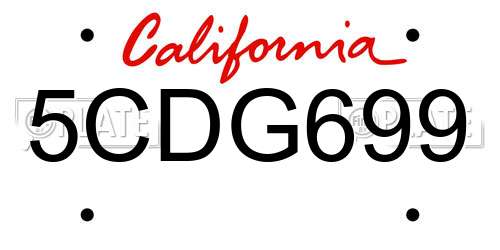 5CDG699 California License Plate