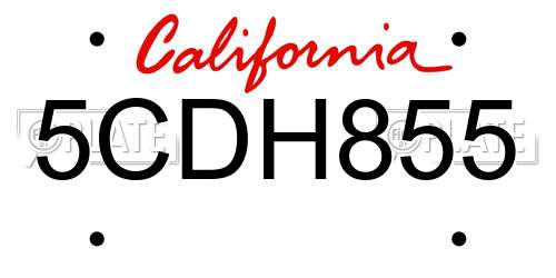 5CDH855 California License Plate