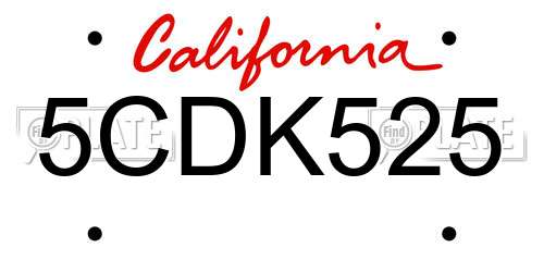 5CDK525 California License Plate