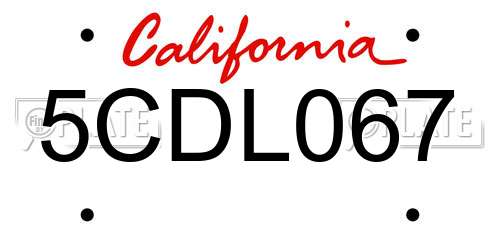 5CDL067 California License Plate