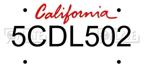 5CDL502 California License Plate