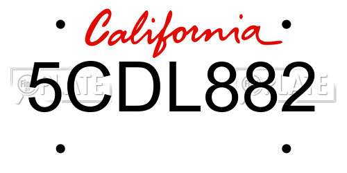 5CDL882 California License Plate