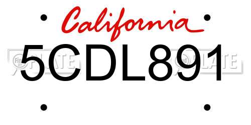 5CDL891 California License Plate