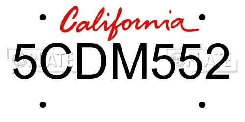 5CDM552 California License Plate