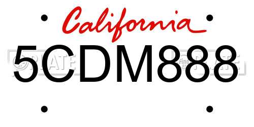 5CDM888 California License Plate
