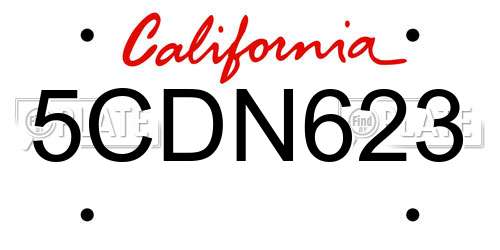 5CDN623 California License Plate