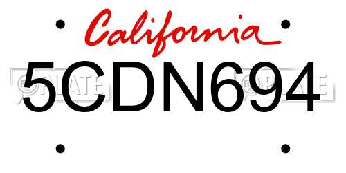 5CDN694 California License Plate
