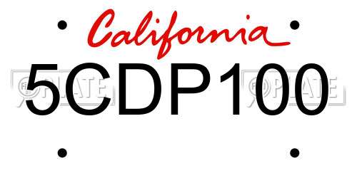 5CDP100 California License Plate