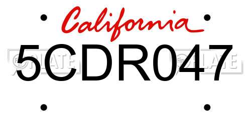 5CDR047 California License Plate