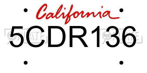 5CDR136 California License Plate