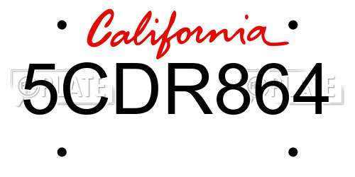 5CDR864 California License Plate