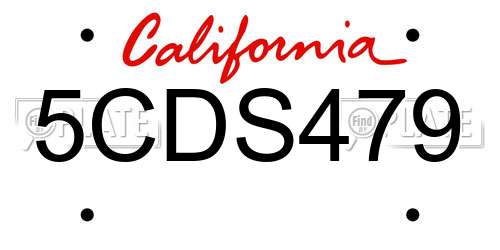 5CDS479 California License Plate