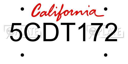 5CDT172 California License Plate