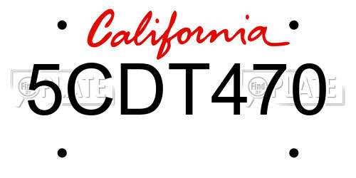 5CDT470 California License Plate
